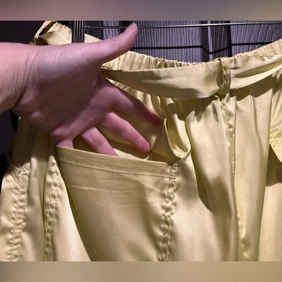 Hutch Anthropologie Satin Utility Pants - Chartreuse - PLUS 3X - HEMMED - Picture 8 of 16